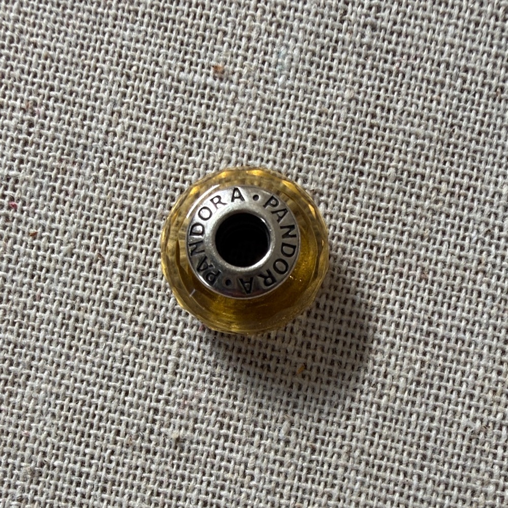 Pandora Yellow Translucent Murano Glass Charm with Silver Core